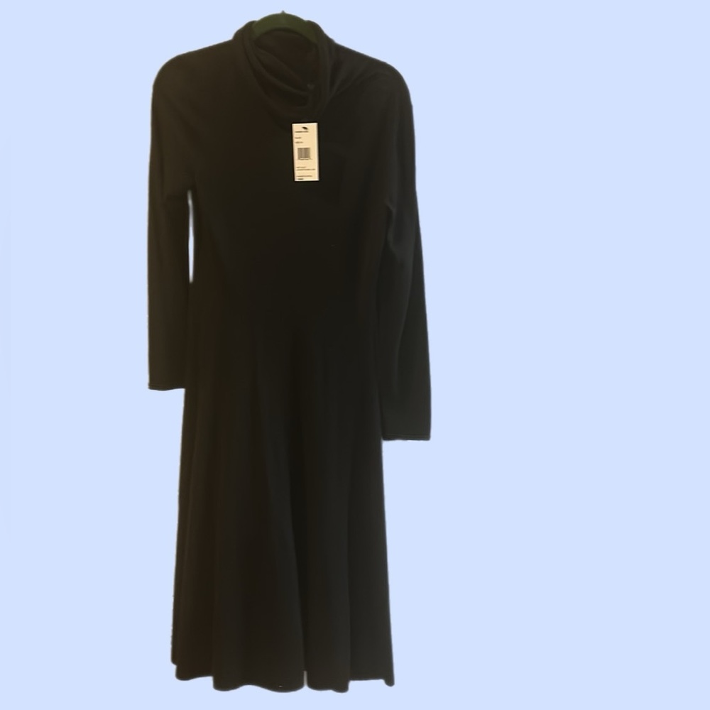 Lafayette 148 New York Black Cowl Neck  Sweater Dress